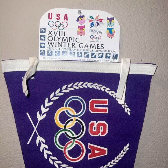 USA XVII 1998 Olympic Winter Games Pennant Nagano New With Tags TEAM USA - Picture 2 of 6